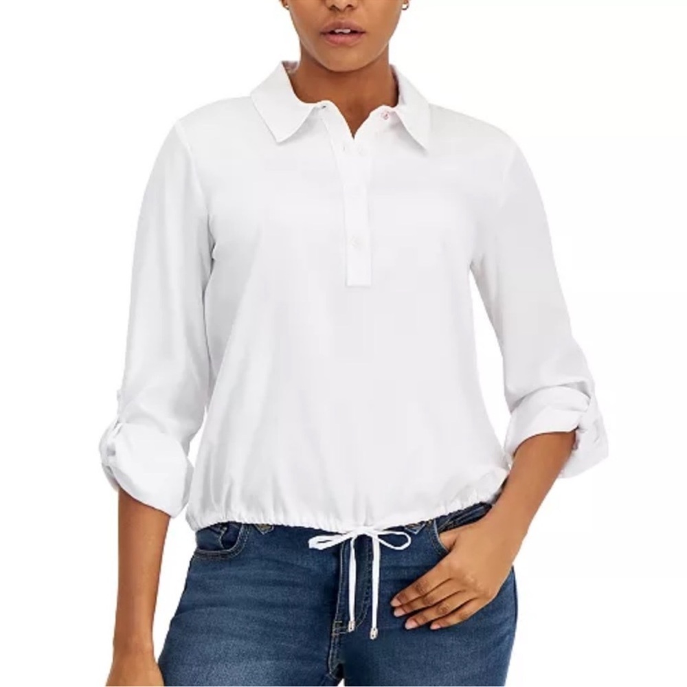 Women's White Collared Top